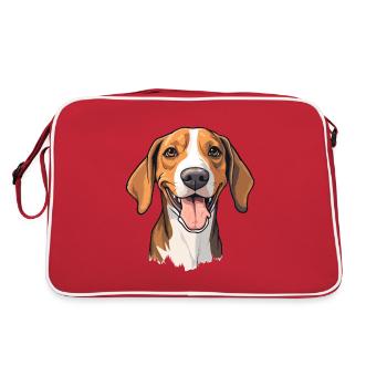 English Foxhound Dog Breed Watercolor Cartoon Kawa - Retro Bag - red/white - Back
