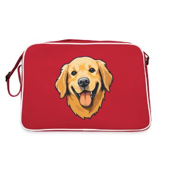 Golden Retriever Dog Breed Watercolor Cartoon Kawa - Retro Bag - red/white - Back