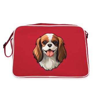 English Toy Spaniel Dog Breed Watercolor Cartoon K - Retro Bag - red/white - Back