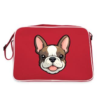French Bulldog Dog Breed Watercolor Cartoon Kawaii - Retro Bag - red/white - Back
