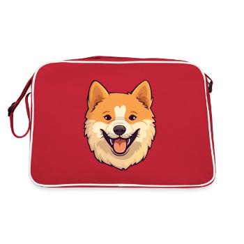 Finnish Spitz Dog Breed Watercolor Cartoon Kawaii - Retro Bag - red/white - Back