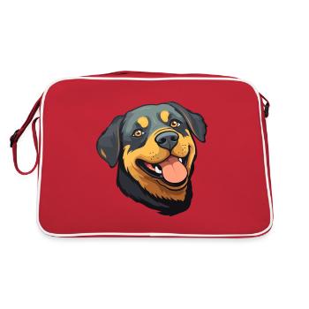 Rottweiler chien race aquarelle dessin animé kawaii cli - Sac Retro - rouge/blanc - Dos