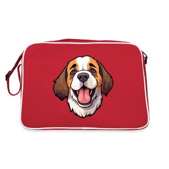 St Bernard chien race aquarelle dessin animé Kawaii Cli - Sac Retro - rouge/blanc - Dos