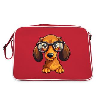 Teckel Chien Race Aquarelle Dessin animé Kawaii Glas - Sac Retro - rouge/blanc - Dos