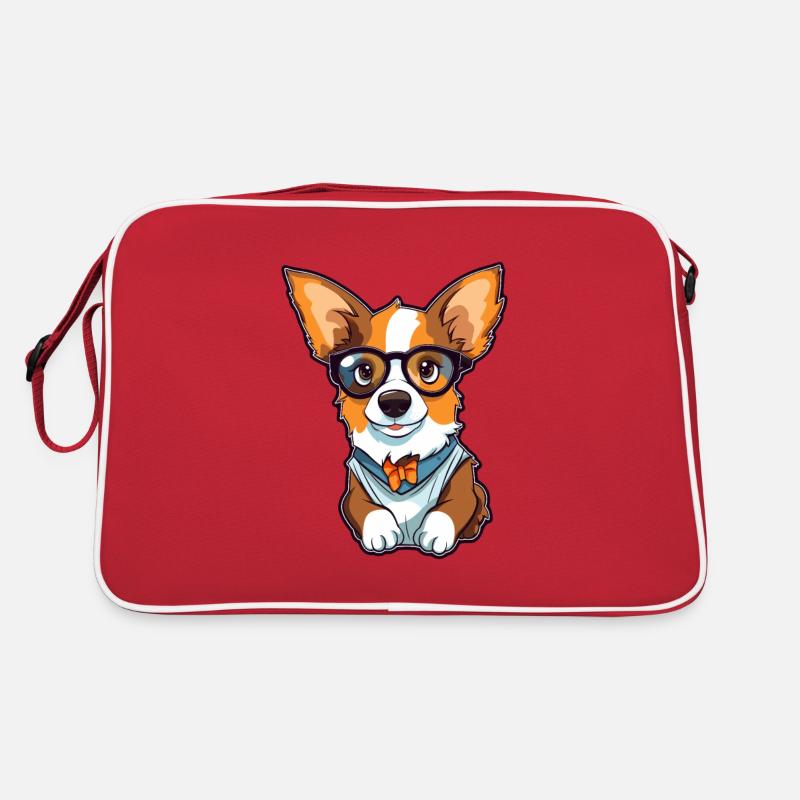 Strickjacke Welsh Corgi Hunderasse Aquarell Karikatur Retro Tasche