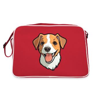 Russell Terrier Dog Breed Watercolor Cartoon Kawai - Retro Bag - red/white - Back