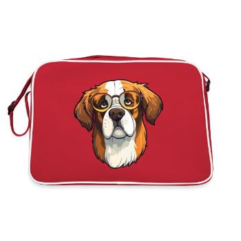 Saint Bernard chien race aquarelle dessin animé Kawaii - Sac Retro - rouge/blanc - Dos