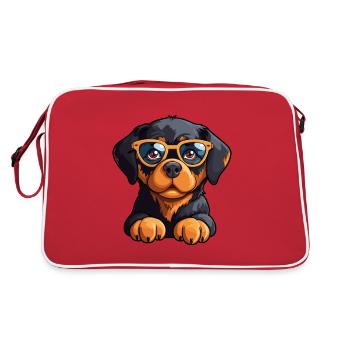 Rottweiler chien race aquarelle dessin animé Kawaii Gla - Sac Retro - rouge/blanc - Dos