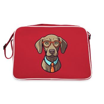 Braque de Weimar race aquarelle dessin animé Kawaii Gla - Sac Retro - rouge/blanc - Dos
