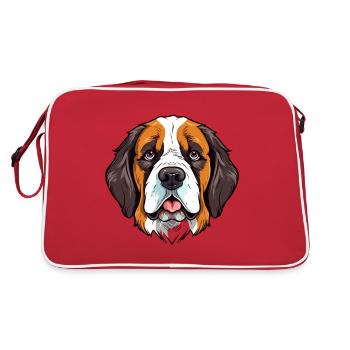 Saint-Bernard chien race aquarelle dessin animé Kawaii Co - Sac Retro - rouge/blanc - Dos
