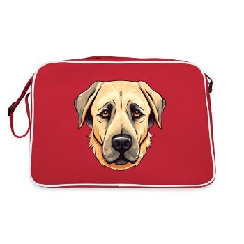 Anatolian Shepherd Dog Breed Watercolor Cartoon Ka - Retro Bag - red/white - Back