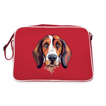 Treeing Walker Coonhound Dog Breed Watercolor Cart - Retro Bag - red/white - Back