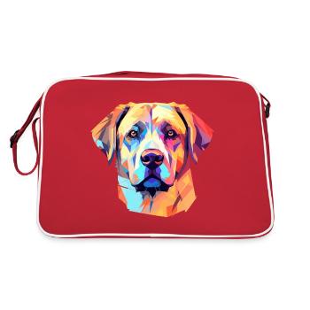 Anatolian Shepherd Dog Breed Watercolor Cartoon Ka - Retro Bag - red/white - Back
