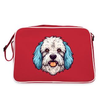 Bolognaise chien race aquarelle dessin animé kawaii Colo - Sac Retro - rouge/blanc - Dos
