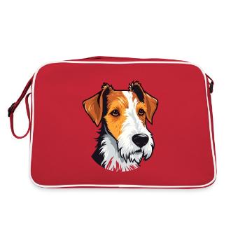 Fox Terrier chien race aquarelle dessin animé Kawaii Co - Sac Retro - rouge/blanc - Dos
