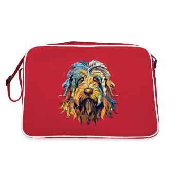 Bergamasco chien race aquarelle dessin animé Kawaii Col - Sac Retro - rouge/blanc - Dos