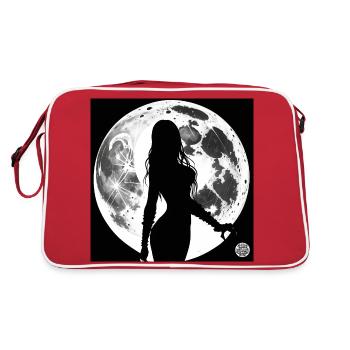 Silhouette of a Woman - Moon - Retro Bag - red/white - Back
