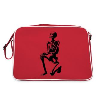 Kneeling Skeleton - Tarot Death-inspired - Retro Bag - red/white - Back