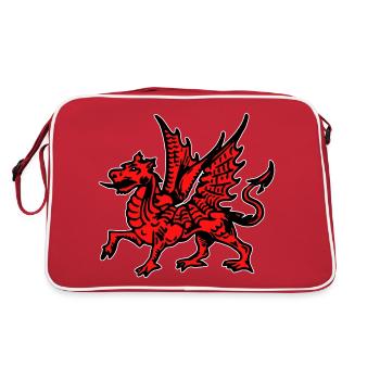 Welsh Red Dragon (y Ddraig Goch) - Retro Bag - red/white - Back