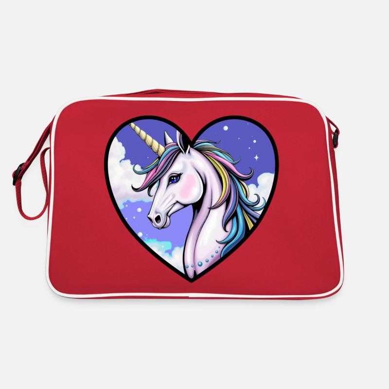 Einhorn - Retro Tasche - Rot/Weiß