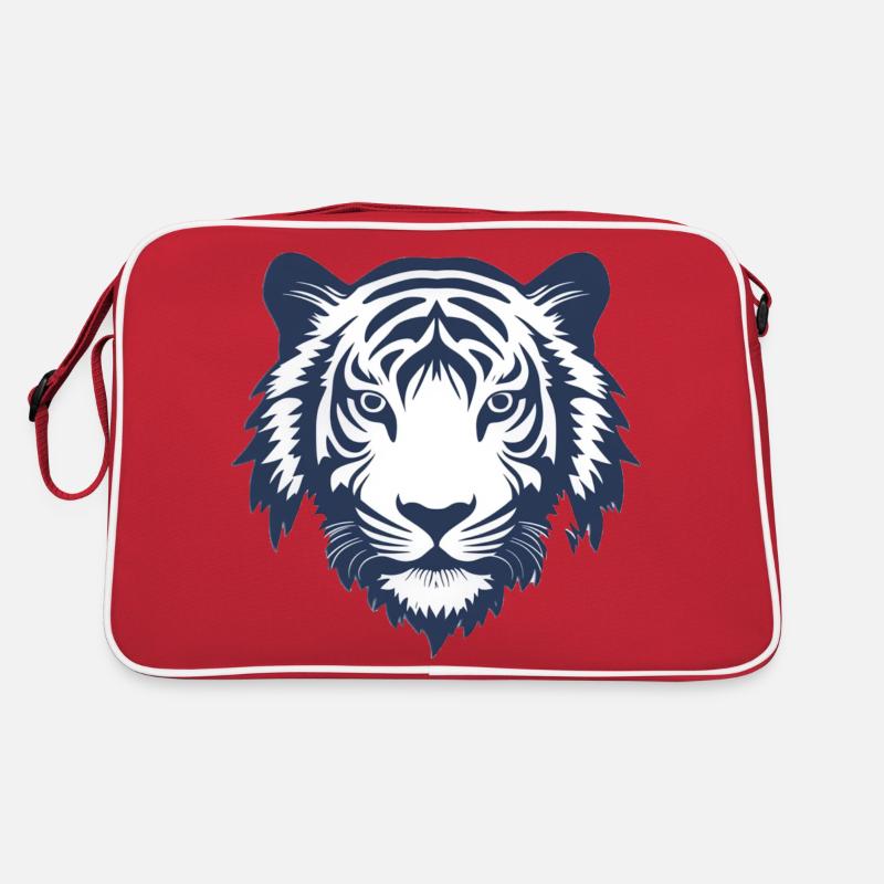 Black and white tiger head - Retro Bag - red/white