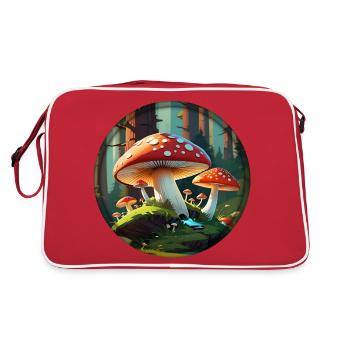 Champignon - Amanita muscaria dans la forêt 001 - Sac Retro - rouge/blanc - Dos