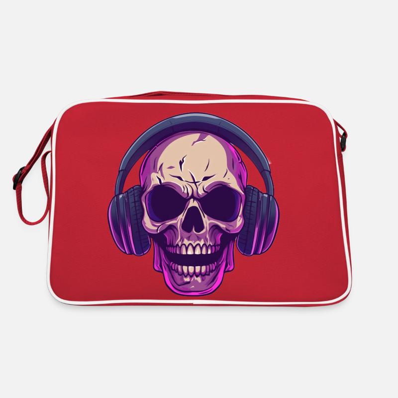 Crâne violet avec casque Sac Retro