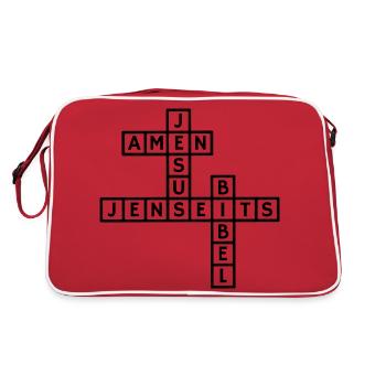 Jesus Crossword Puzzle Design - Retro Bag - red/white - Back