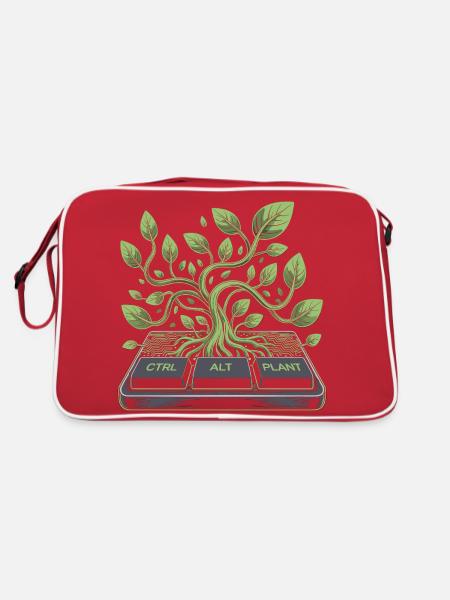 ctrl alt plant garden design - Retro Bag - red/white - Back