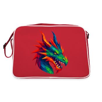 WPAP Style Animals - Dragon - Retro Bag - red/white - Back