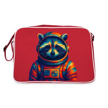 WPAP Style Animals - Astronaut Raccoon - Retro Bag - red/white - Back