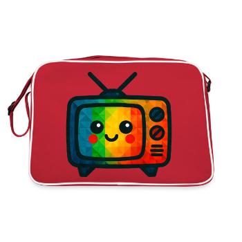 WPAP Polygon Kawaii Style Toy TV - Retro Bag - red/white - Back