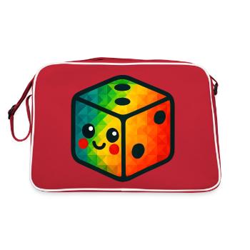 WPAP Polygon Kawaii Style Baby Toy Cube - Retro Bag - red/white - Back