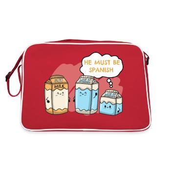 Vegan Vegetarier Sojamilch Soy Spanisch I Geschenk - Retro Tasche - Rot/Weiß - Hinten