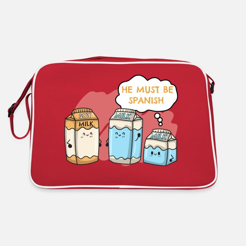 Vegan Vegetarier Sojamilch Soy Spanisch I Geschenk Retro Tasche