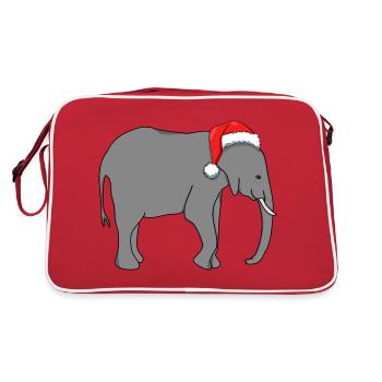 Elephant with Santa hat - Retro Bag - red/white - Back