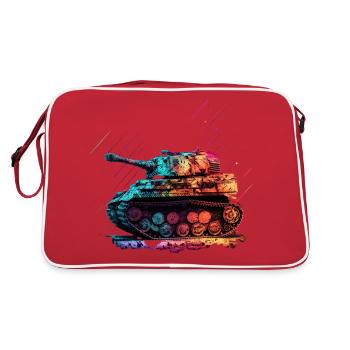 cool main battle tank in neon colors - Retro Bag - red/white - Back