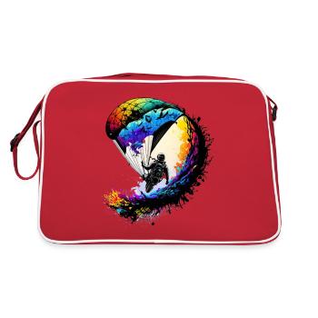 Action above the clouds, paragliders - Retro Bag - red/white - Back