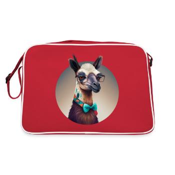 cooles Lama - Retro Tasche - Rot/Weiß - Hinten