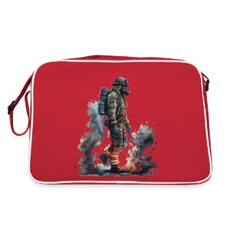 Feuerwehrmann im Einsatz - Retro Tasche - Rot/Weiß - Hinten