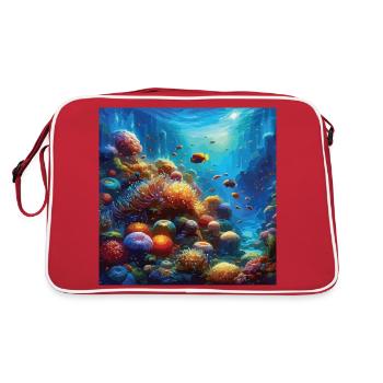 Récif corallien vivant Aquarium Art sous-marin - Sac Retro - rouge/blanc - Dos