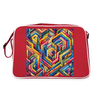 Buntes Labyrinth Geometrische Irrgarten Kunst - Retro Tasche - Rot/Weiß - Hinten