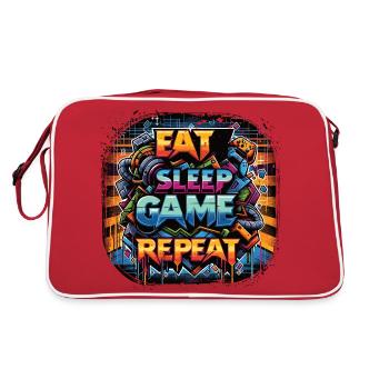 Manger Dormir Jeu Répéter le Mantra du Gamer - Sac Retro - rouge/blanc - Dos