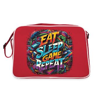 Manger Sommeil Jeu Répéter Street Art Gamer Mantra - Sac Retro - rouge/blanc - Dos
