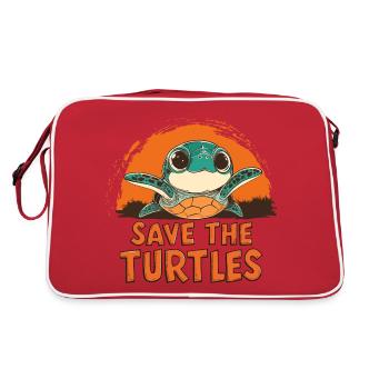 Tortue Sauvez les tortues Océan Mer Nature - Sac Retro - rouge/blanc - Dos