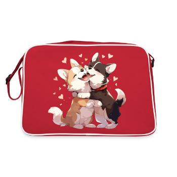 Chiens Amour Câlin Câlin Coeur Mignon Mignon - Sac Retro - rouge/blanc - Dos