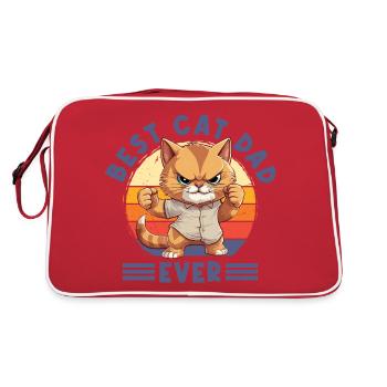 Chat Meilleur Chat Papa Jamais Chat Papa Drôle Dicton - Sac Retro - rouge/blanc - Dos