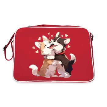 Chiens Amour Câlin Câlin Coeur Mignon Mignon - Sac Retro - rouge/blanc - Dos