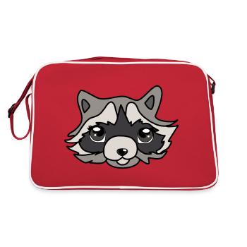 Tête de raton laveur - Sac Retro - rouge/blanc - Dos