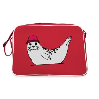 Sceau annelé avec chapeau - Sac Retro - rouge/blanc - Dos